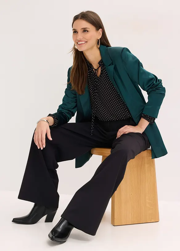 Triko s dlouh&yacute;m ruk&aacute;vem, z visk&oacute;zov&eacute; směsi, bonprix