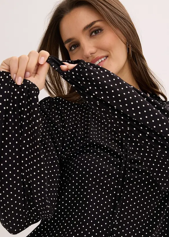 Triko s dlouh&yacute;m ruk&aacute;vem, z visk&oacute;zov&eacute; směsi, bonprix