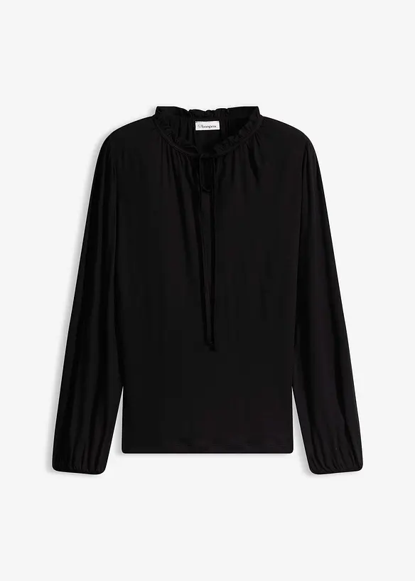 Triko s dlouh&yacute;m ruk&aacute;vem, z visk&oacute;zov&eacute; směsi, bonprix