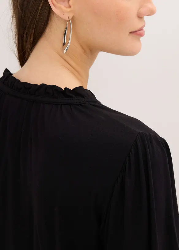 Triko s dlouh&yacute;m ruk&aacute;vem, z visk&oacute;zov&eacute; směsi, bonprix