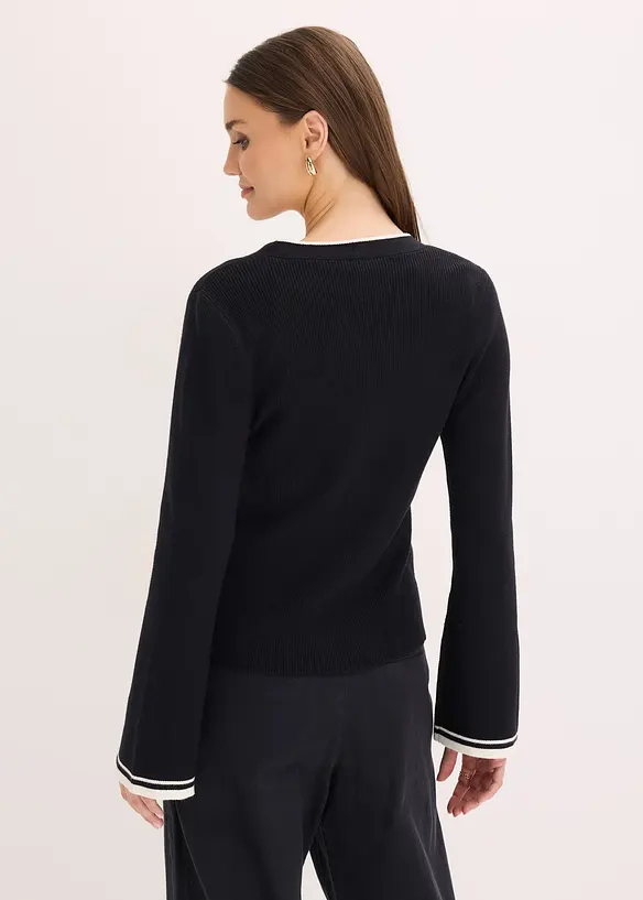 Žebrovan&yacute; pleten&yacute; kab&aacute;tek z visk&oacute;zov&eacute; směsi, bonprix