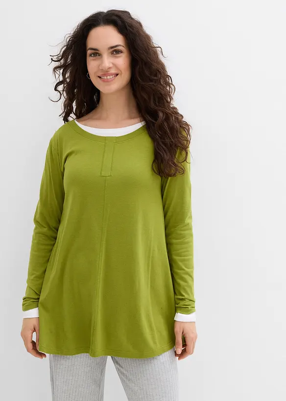 Tričko s dlouh&yacute;m ruk&aacute;vem, ze směsi bavlny a visk&oacute;zy, bonprix