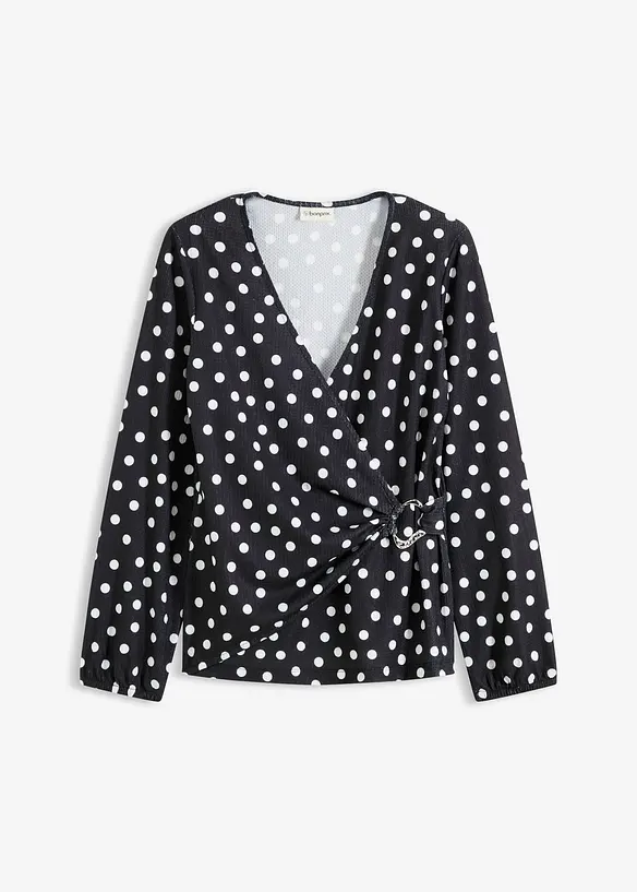 Tričko s dlouh&yacute;m ruk&aacute;vem, ze strukturovan&eacute;ho žerzeje, bonprix