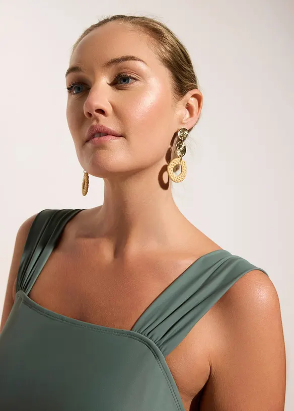 Stahovac&iacute; jednod&iacute;ln&eacute; plavky, středn&iacute; tvaruj&iacute;c&iacute; efekt a &scaron;irok&aacute; ram&iacute;nka, bonprix