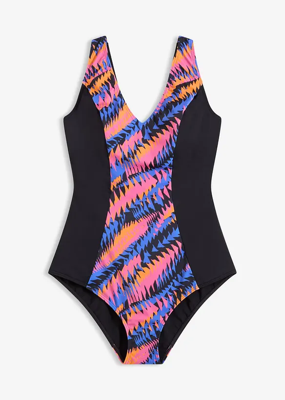 Stahovac&iacute; jednod&iacute;ln&eacute; plavky se vsadkami, středn&iacute; tvaruj&iacute;c&iacute; efekt, bonprix