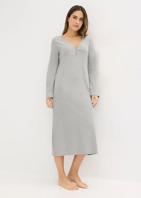 Nočn&iacute; ko&scaron;ile z žebrovan&eacute;ho materi&aacute;lu, s knofl&iacute;kovou li&scaron;tou, bonprix