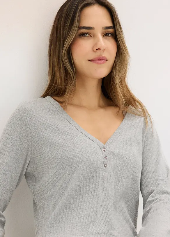 Nočn&iacute; ko&scaron;ile z žebrovan&eacute;ho materi&aacute;lu, s knofl&iacute;kovou li&scaron;tou, bonprix