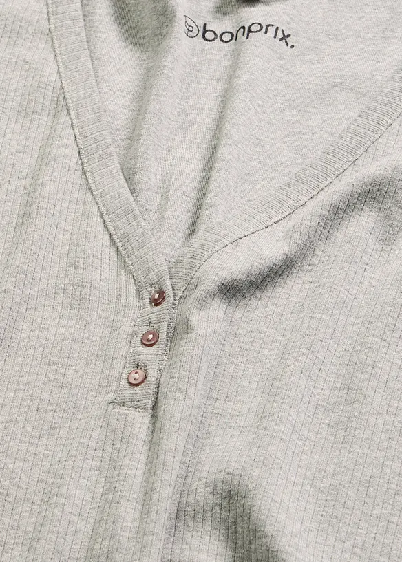 Nočn&iacute; ko&scaron;ile z žebrovan&eacute;ho materi&aacute;lu, s knofl&iacute;kovou li&scaron;tou, bonprix