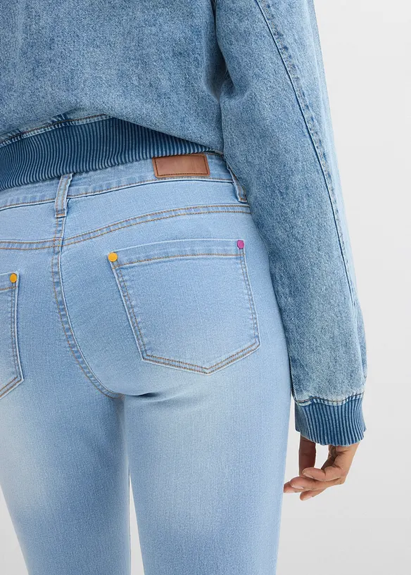 Strečov&eacute; dž&iacute;ny Straight, Mid Waist, bonprix