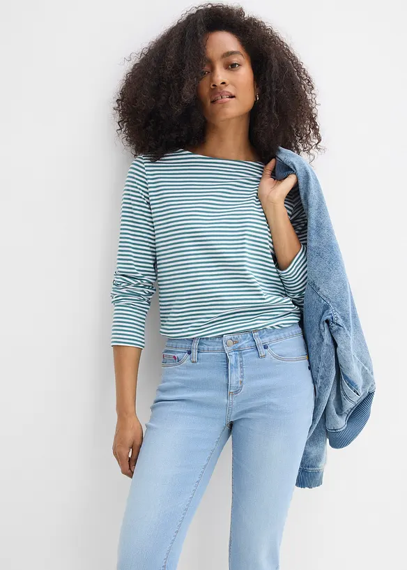 Strečov&eacute; dž&iacute;ny Straight, Mid Waist, bonprix