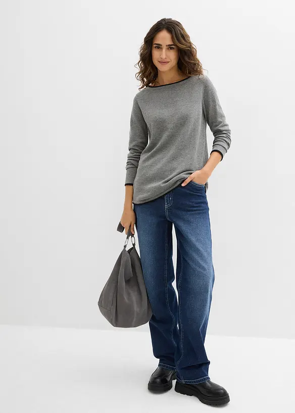 Svetr z jemn&eacute;ho &uacute;pletu z bavlněn&eacute; směsi, bonprix