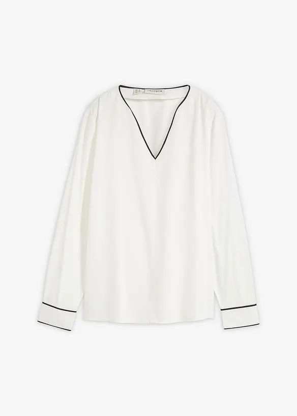 Tunikov&aacute; halenka ze spl&yacute;vav&eacute; visk&oacute;zy, bonprix