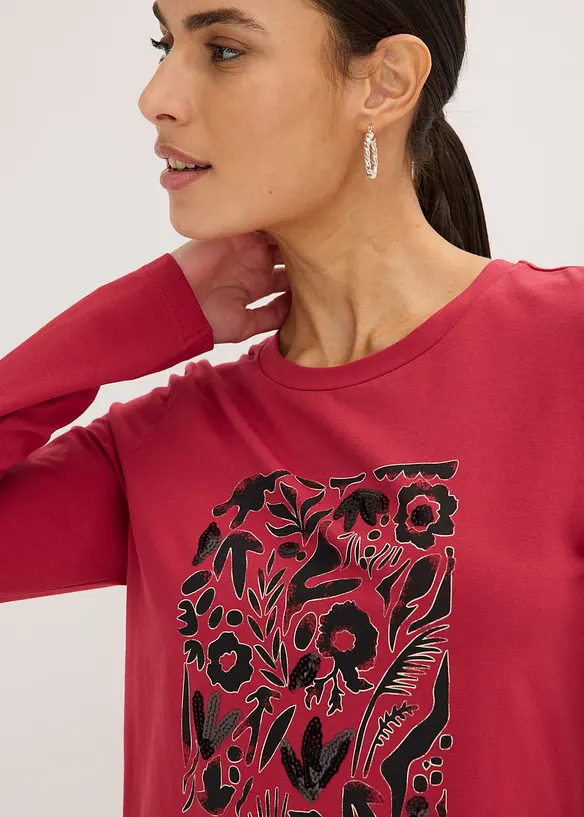 Tričko s dlouh&yacute;m ruk&aacute;vem, s organickou bavlnou, bonprix