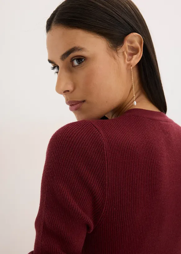 Žebrovan&yacute; svetr s visk&oacute;zou, bonprix