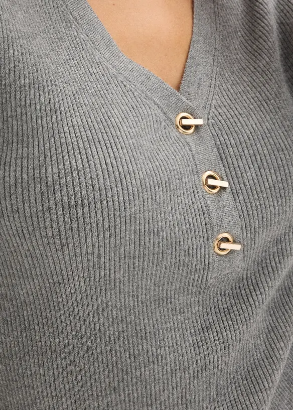 Žebrovan&yacute; svetr s visk&oacute;zou, bonprix