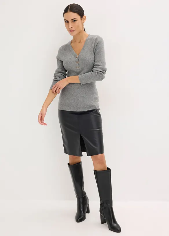 Žebrovan&yacute; svetr s visk&oacute;zou, bonprix