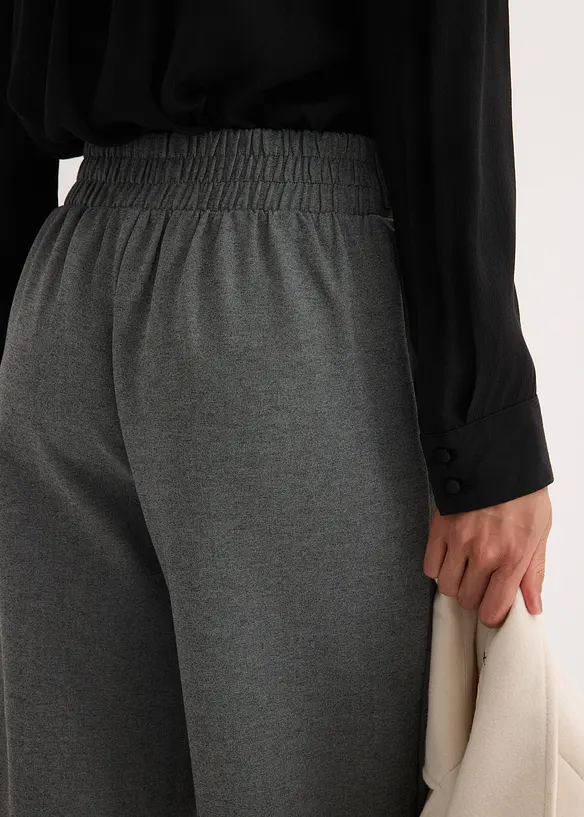 Žerzejov&eacute; kalhoty s ozdobn&yacute;m p&aacute;skem, bonprix