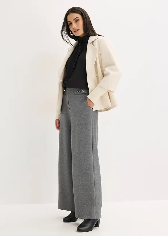 Žerzejov&eacute; kalhoty s ozdobn&yacute;m p&aacute;skem, bonprix