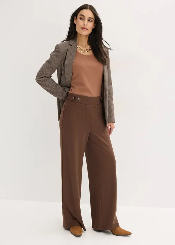 Žerzejov&eacute; kalhoty s ozdobn&yacute;m p&aacute;skem, bonprix