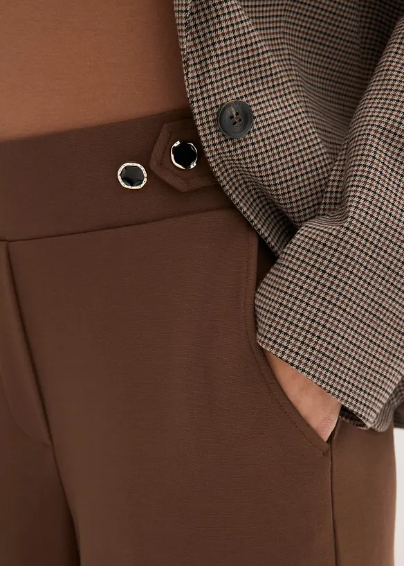 Žerzejov&eacute; kalhoty s ozdobn&yacute;m p&aacute;skem, bonprix