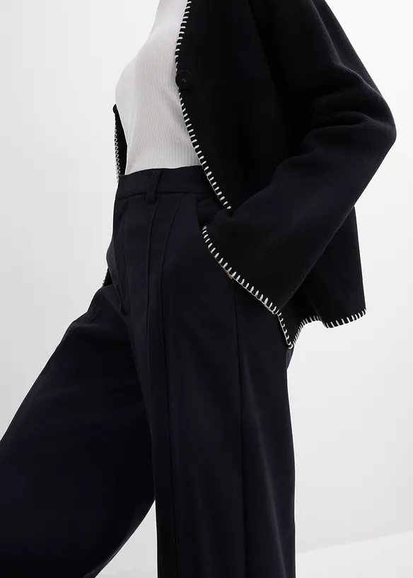 Kalhoty Marlene s vysok&yacute;m pasem, ze směsi s visk&oacute;zou, bonprix