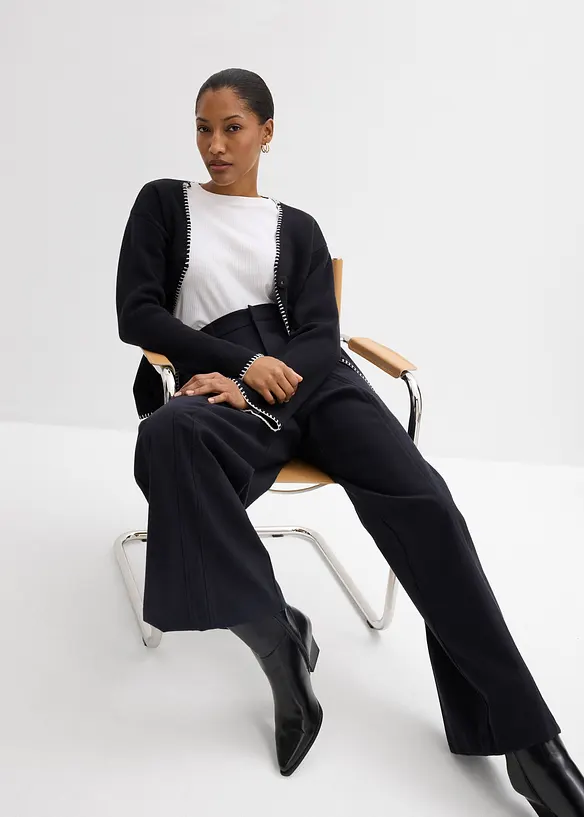 Kalhoty Marlene s vysok&yacute;m pasem, ze směsi s visk&oacute;zou, bonprix