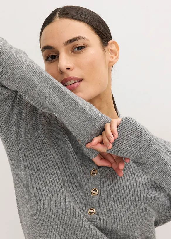 Žebrovan&yacute; svetr s visk&oacute;zou, bonprix