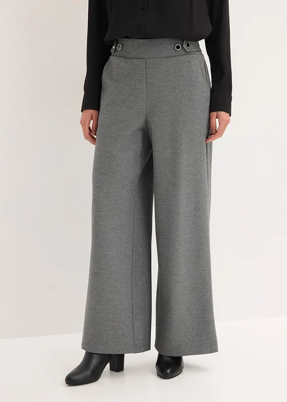 Žerzejov&eacute; kalhoty s ozdobn&yacute;m p&aacute;skem, bonprix