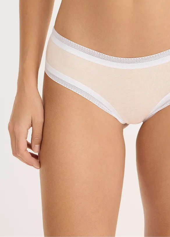 Žebrovan&eacute; brazilsk&eacute; kalhotky s krajkou (4 ks v balen&iacute;), bonprix