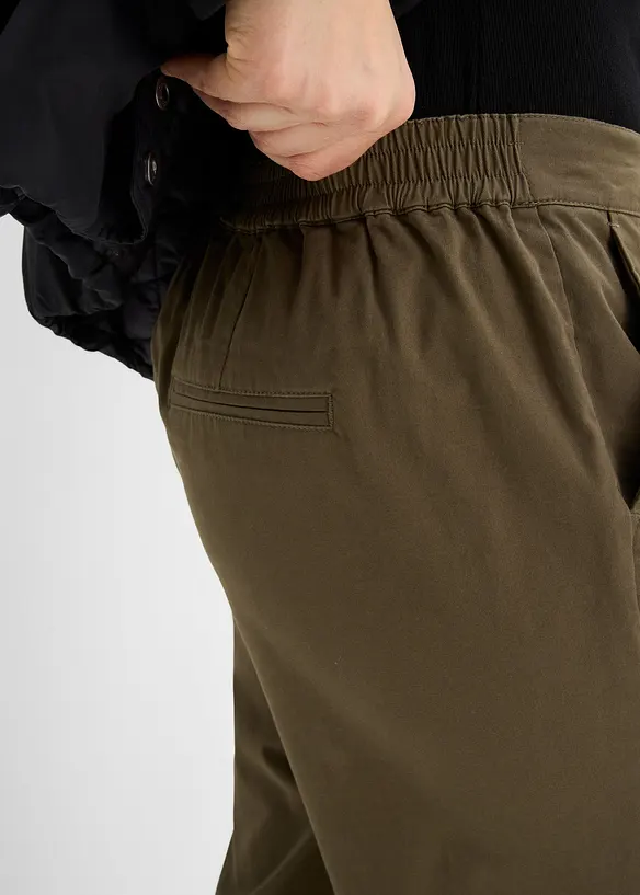 Kalhoty bez zap&iacute;n&aacute;n&iacute;, z bavlněn&eacute; směsi, bonprix