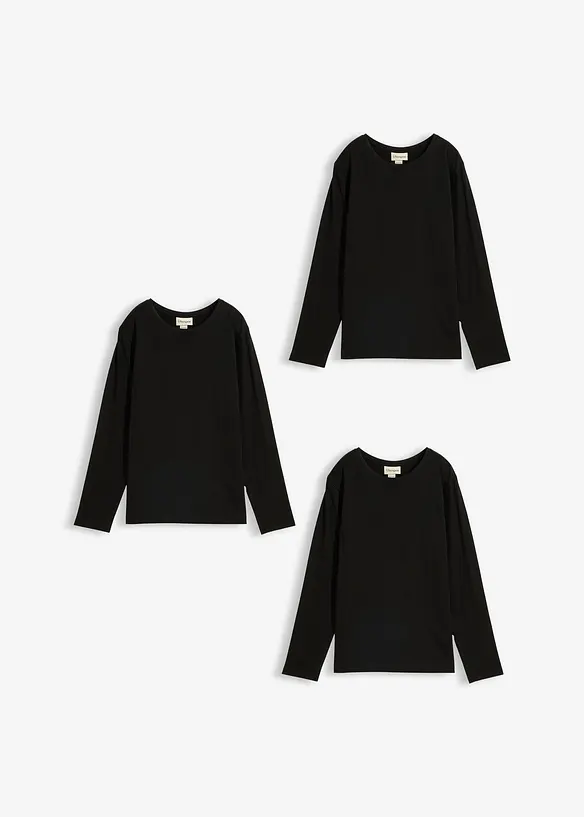 Triko s dlouh&yacute;m ruk&aacute;vem a organickou bavlnou (3 ks v balen&iacute;), bonprix