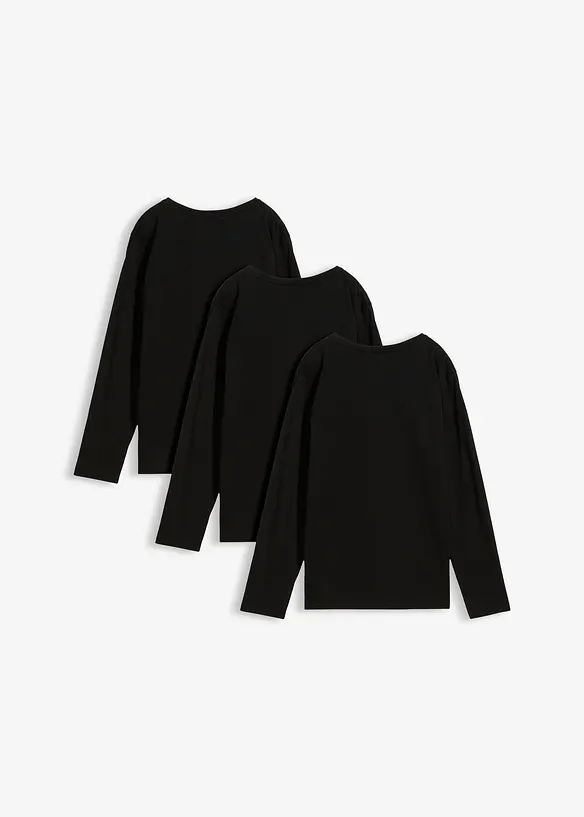 Triko s dlouh&yacute;m ruk&aacute;vem a organickou bavlnou (3 ks v balen&iacute;), bonprix
