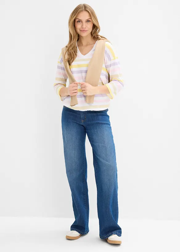 Triko z materi&aacute;lu slub, 3/4 ruk&aacute;v, organick&aacute; bavlna, bonprix