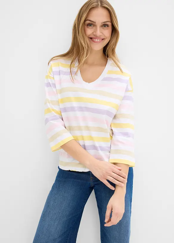 Triko z materi&aacute;lu slub, 3/4 ruk&aacute;v, organick&aacute; bavlna, bonprix