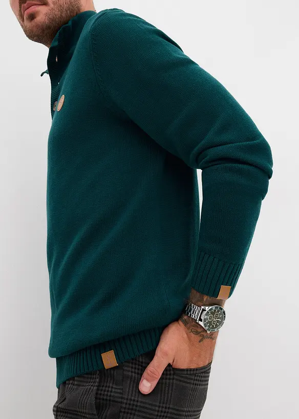 Svetr s l&iacute;mečkem na zap&iacute;n&aacute;n&iacute;, z měkk&eacute; bavlněn&eacute; směsi, bonprix