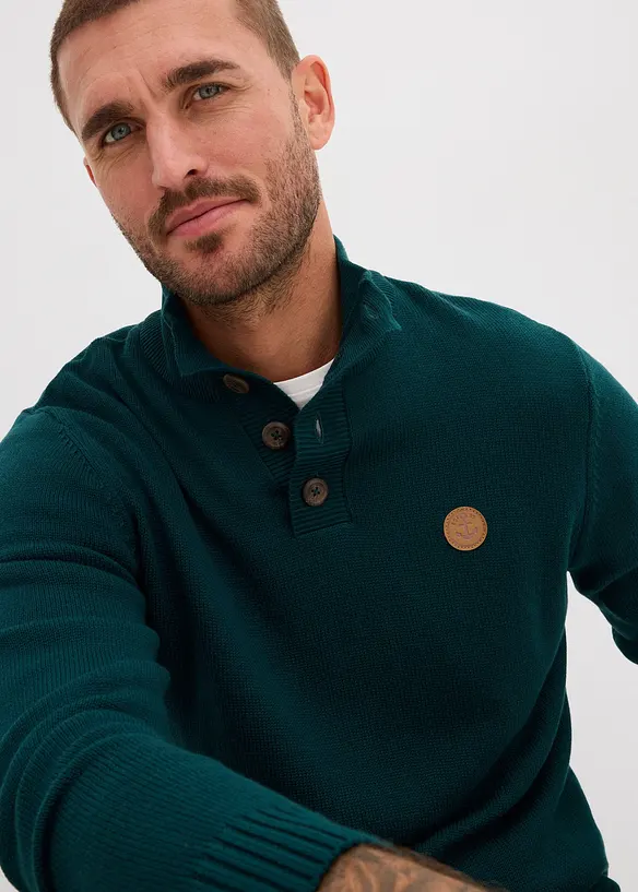 Svetr s l&iacute;mečkem na zap&iacute;n&aacute;n&iacute;, z měkk&eacute; bavlněn&eacute; směsi, bonprix