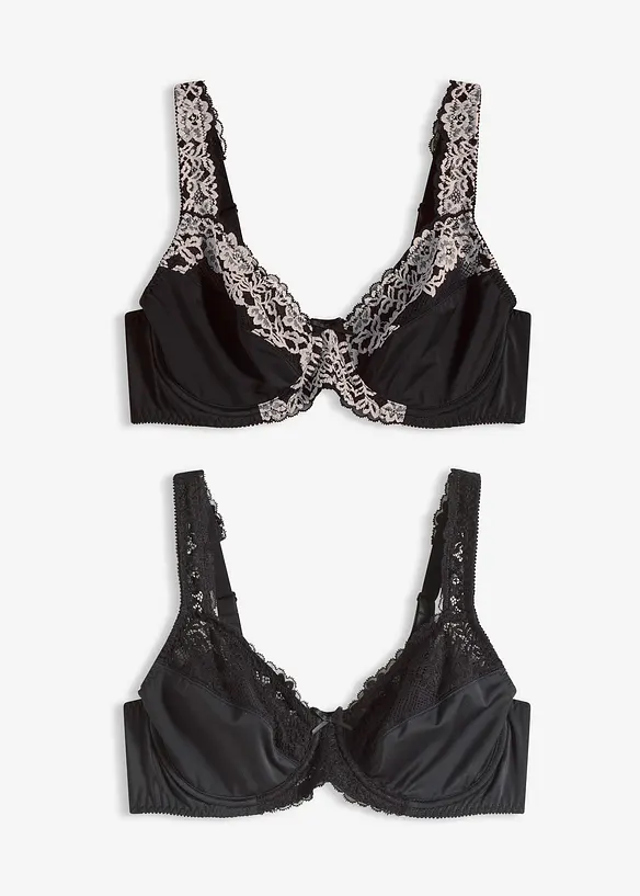 Podprsenka s kosticemi a polstrovan&yacute;mi ram&iacute;nky (2 ks v balen&iacute;), bonprix