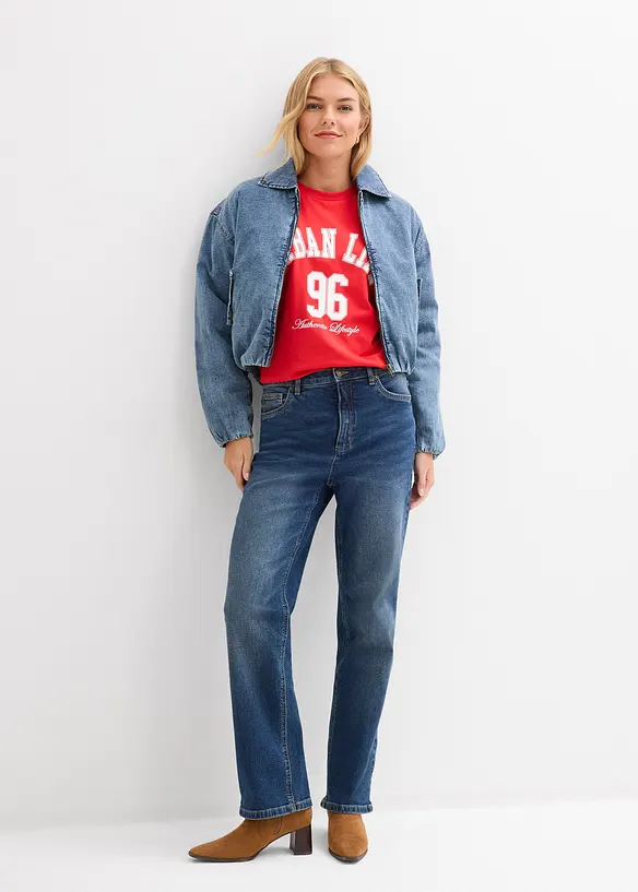 Dž&iacute;ny Straight Loose, High Waist, bonprix