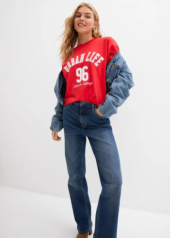 Dž&iacute;ny Straight Loose, High Waist, bonprix