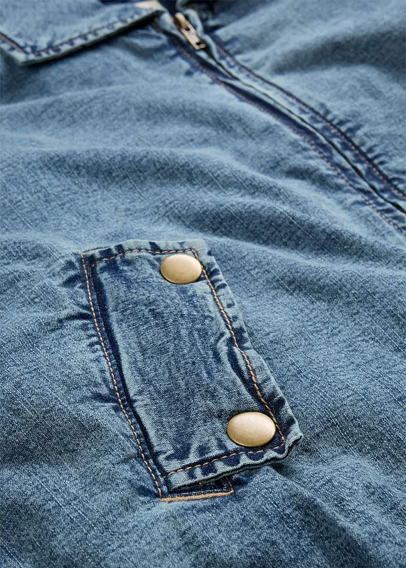 Zateplen&aacute; dž&iacute;nov&aacute; bunda, balonov&yacute; lem, bonprix