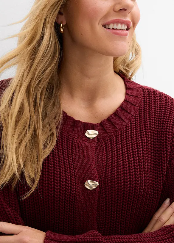 Kab&aacute;tek z hrub&eacute; pleteniny, s tepan&yacute;mi knofl&iacute;ky, bonprix