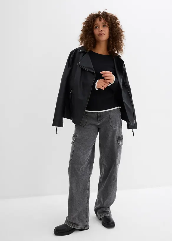 Pleten&eacute; triko s kontrastn&iacute;m lemem, bonprix