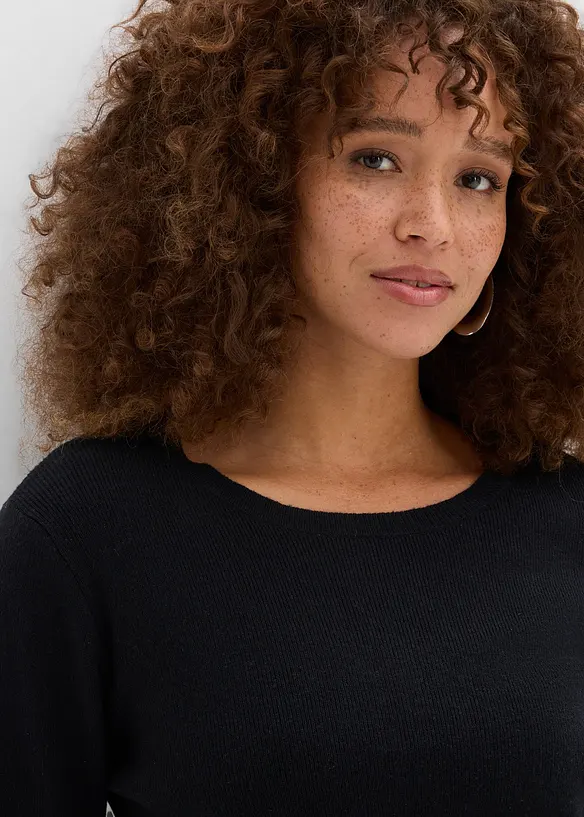 Pleten&eacute; triko s kontrastn&iacute;m lemem, bonprix