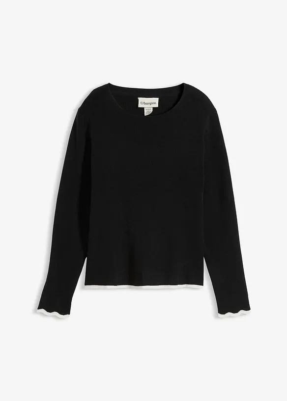Pleten&eacute; triko s kontrastn&iacute;m lemem, bonprix
