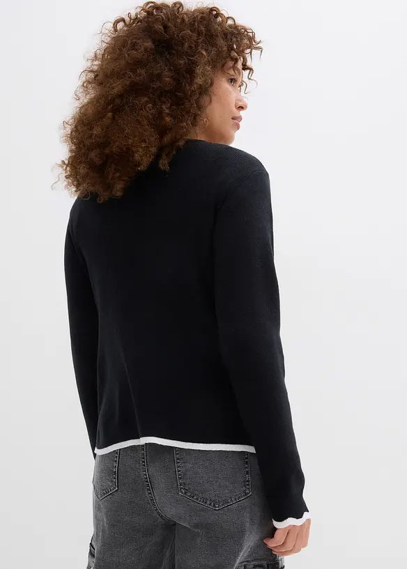 Pleten&eacute; triko s kontrastn&iacute;m lemem, bonprix