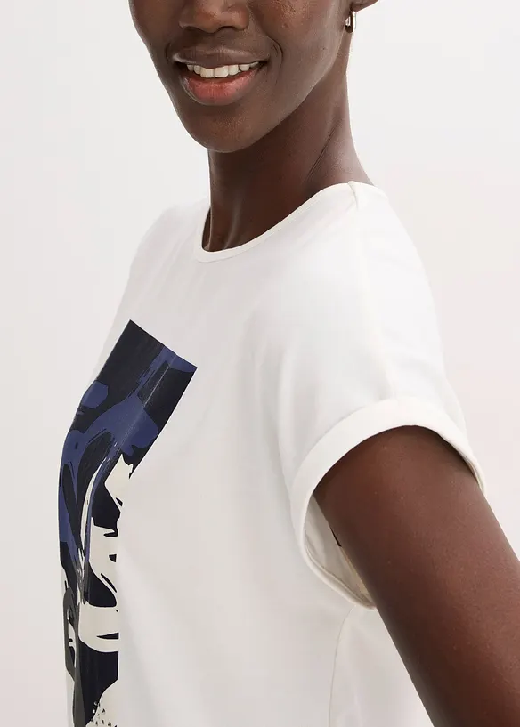 Tričko s visk&oacute;zou a třpytiv&yacute;mi kam&iacute;nky, bonprix