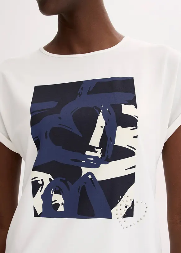 Tričko s visk&oacute;zou a třpytiv&yacute;mi kam&iacute;nky, bonprix