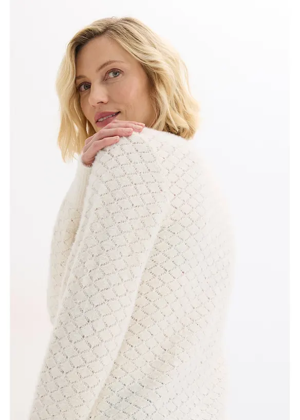 Ažurov&yacute; svetr s peř&iacute;čkovou př&iacute;z&iacute;, bonprix