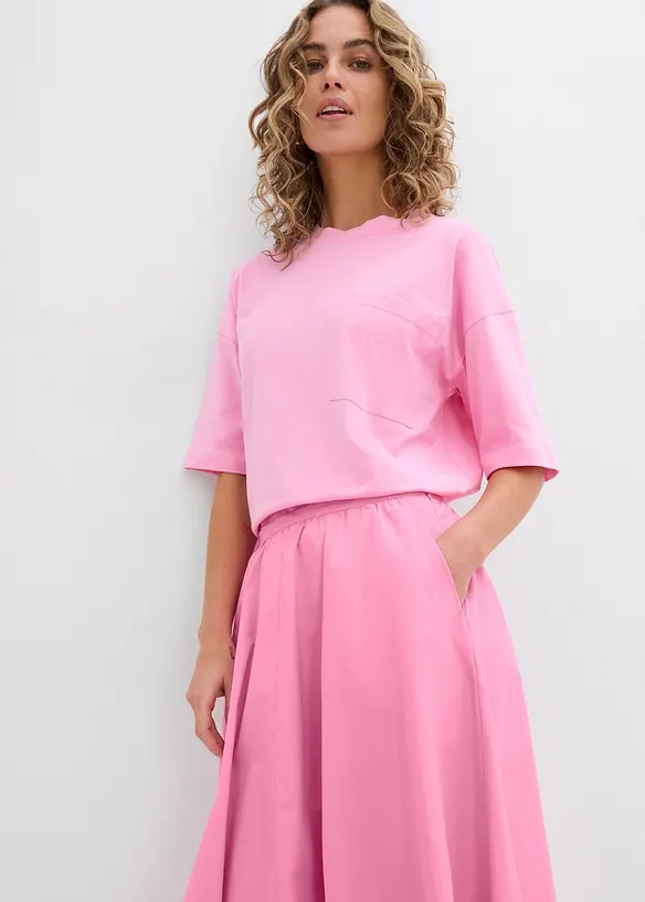 Midi sukně z elastick&eacute; bavlněn&eacute; směsi, bonprix