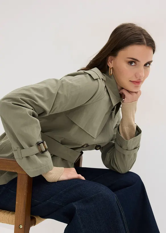 Kr&aacute;tk&yacute; trenčkotov&yacute; kab&aacute;tek, bonprix